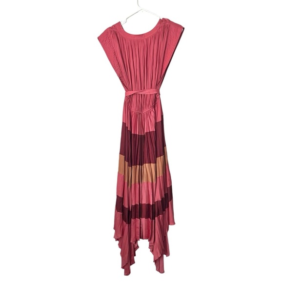 ULLA JOHNSON Marsha Pleated Japanese Satin Midi Dress in Cerise Sz 10 - Picture 3 of 9